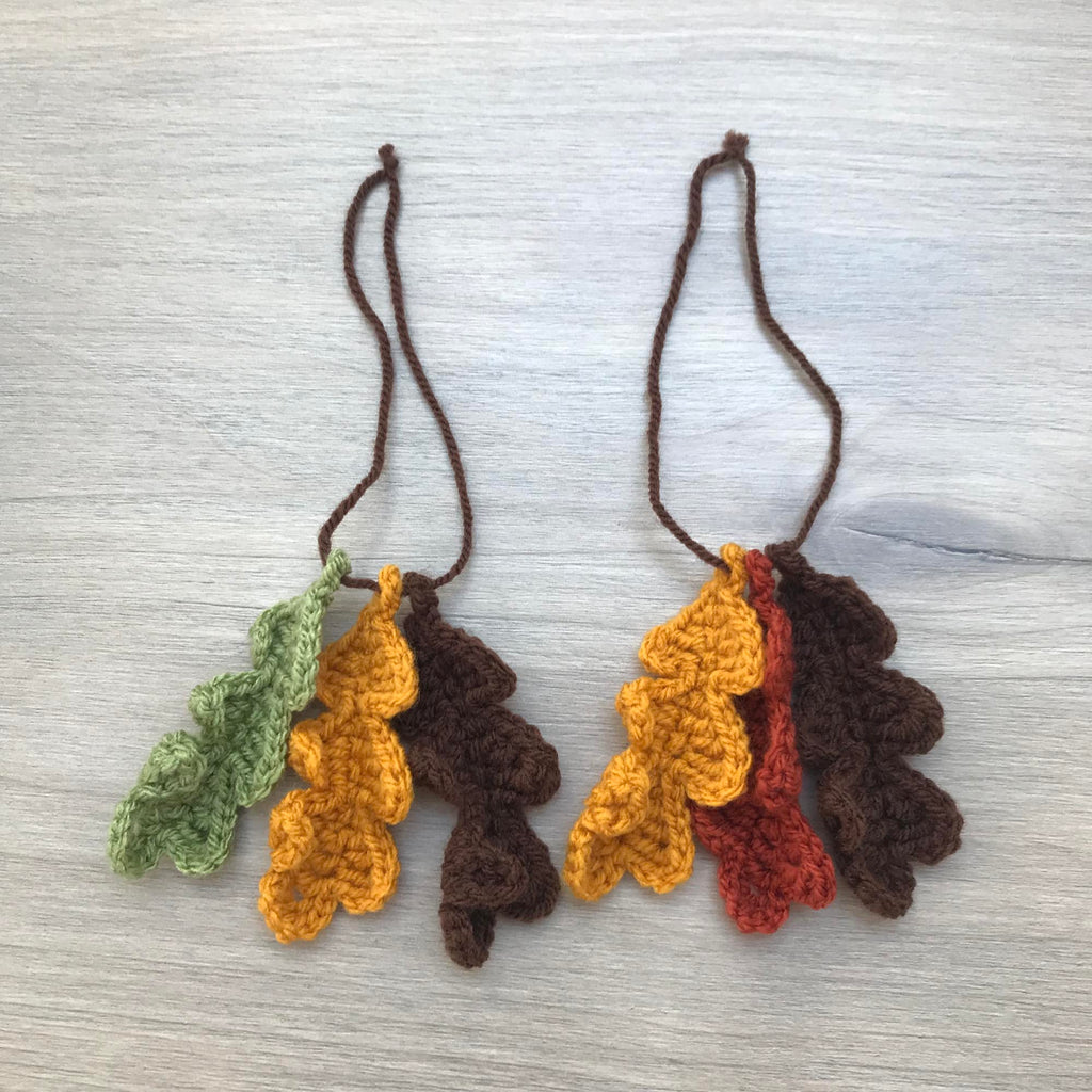 Crochet 3 Oak Leaves Hanging Decoration
