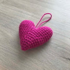 Crochet Fuchsia Heart Hanging Decoration
