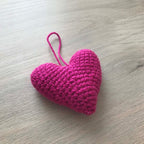 Crochet Fuchsia Heart Hanging Decoration