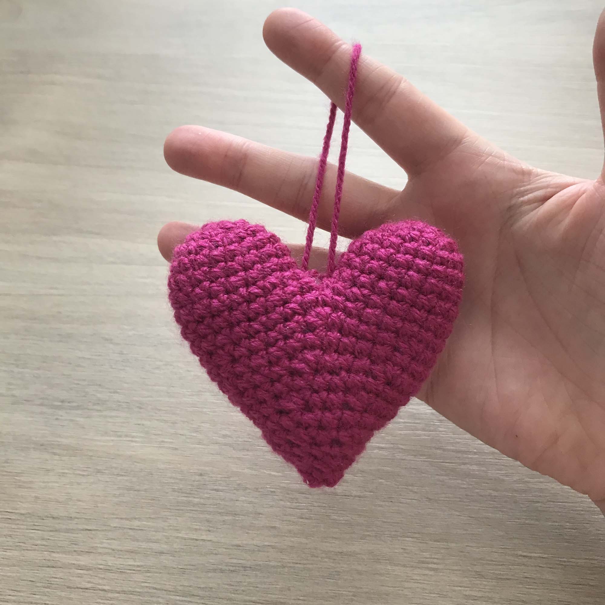Crochet Fuchsia Heart Hanging Decoration
