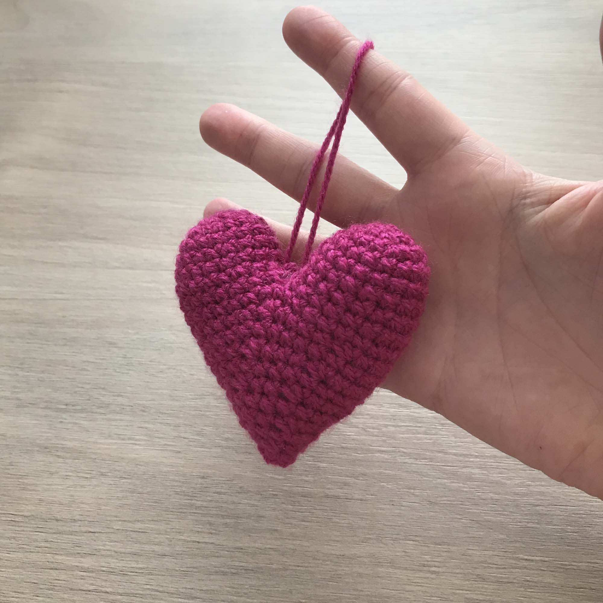 Crochet Fuchsia Heart Hanging Decoration