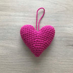 Crochet Fuchsia Heart Hanging Decoration