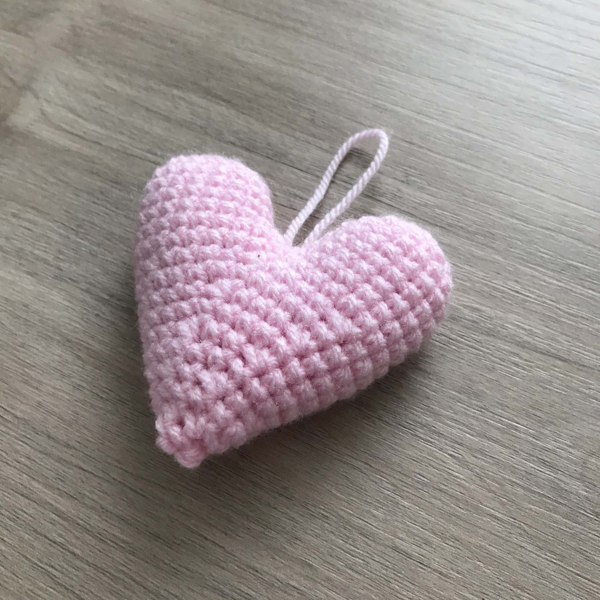Crochet Baby Pink Heart Hanging Decoration