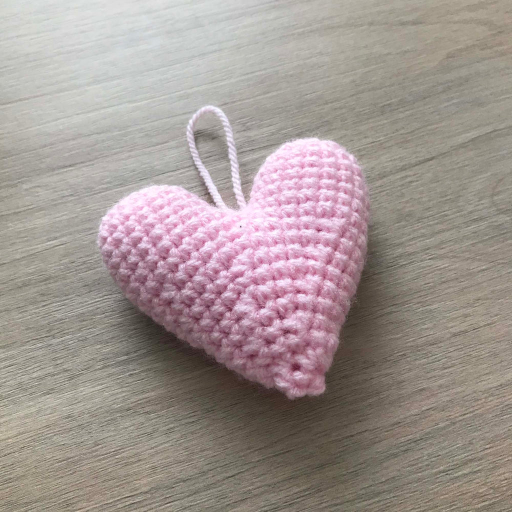 Crochet Baby Pink Heart Hanging Decoration