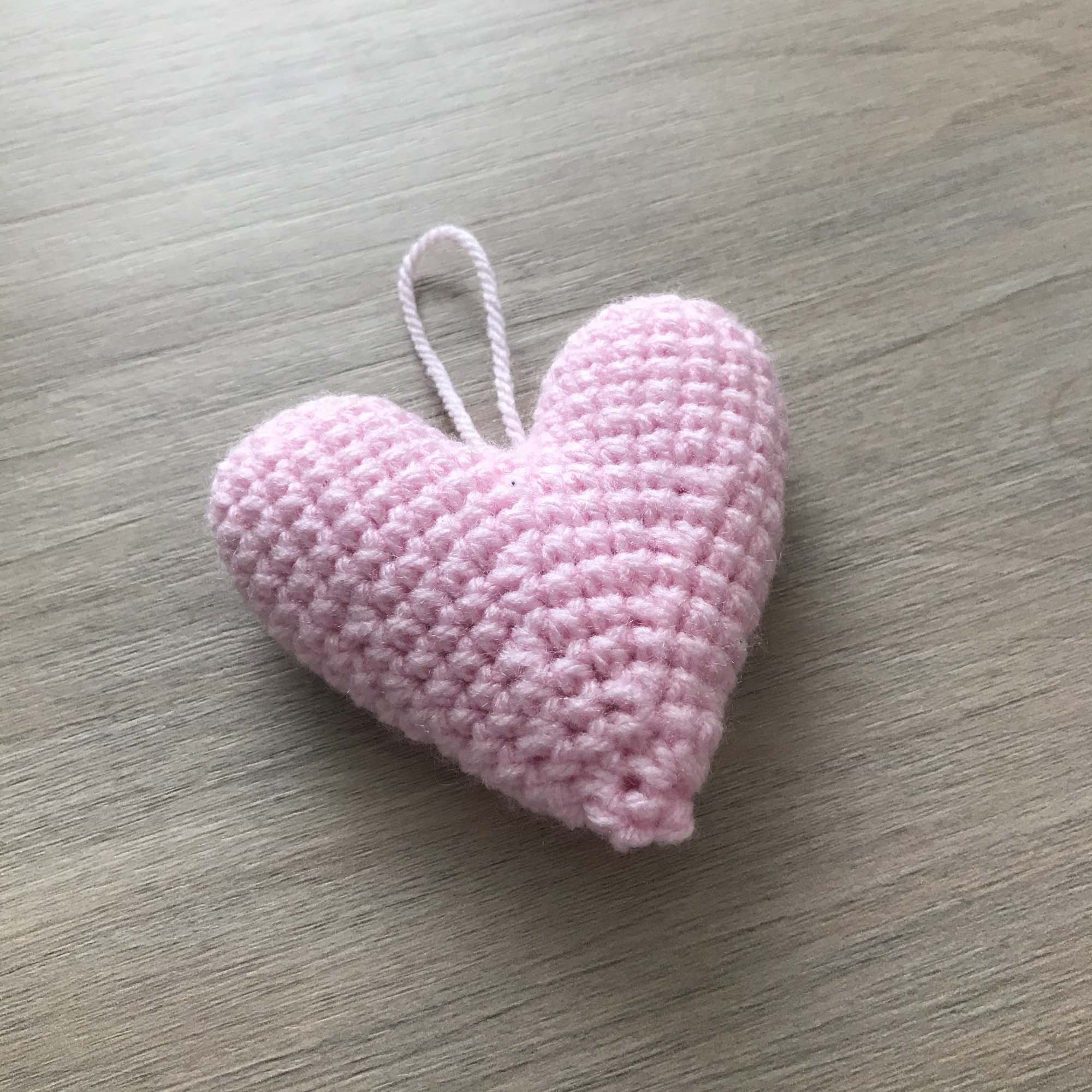 Crochet Baby Pink Heart Hanging Decoration