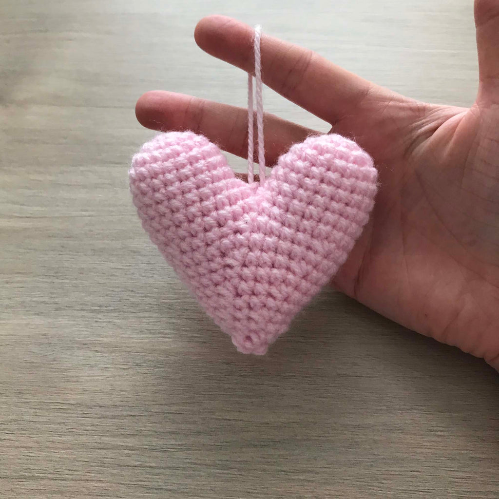 Crochet Baby Pink Heart Hanging Decoration