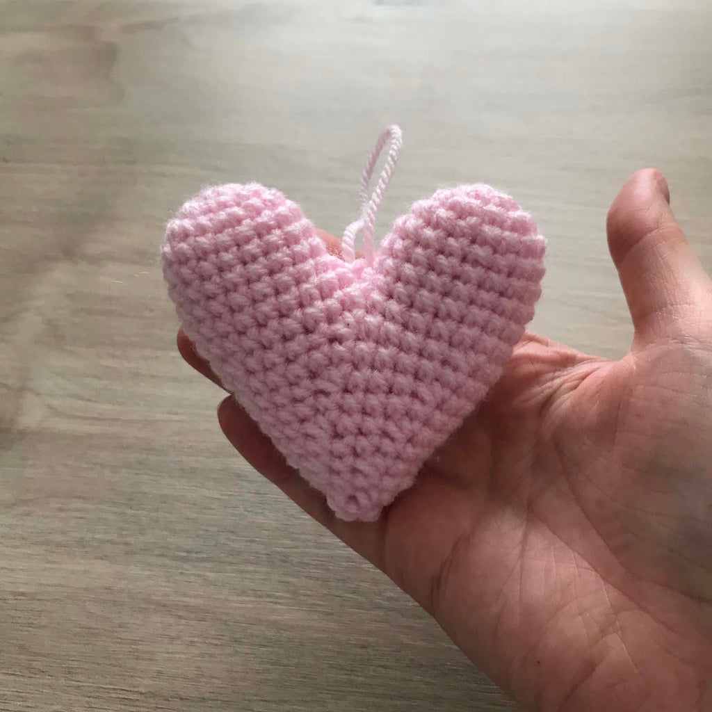 Crochet Baby Pink Heart Hanging Decoration
