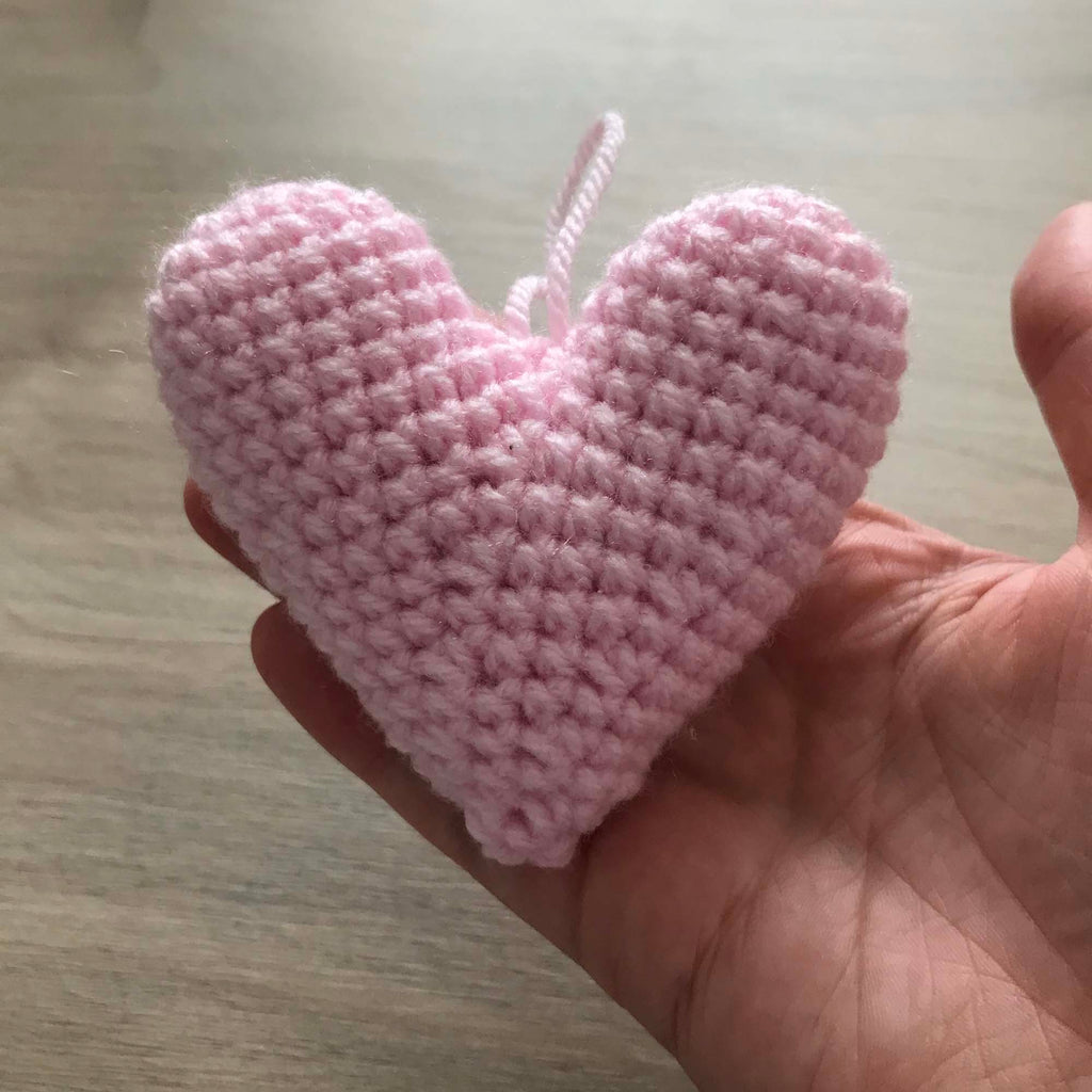 Crochet Baby Pink Heart Hanging Decoration