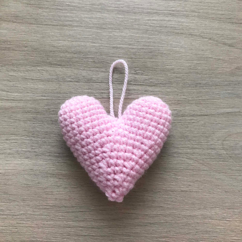 Crochet Baby Pink Heart Hanging Decoration