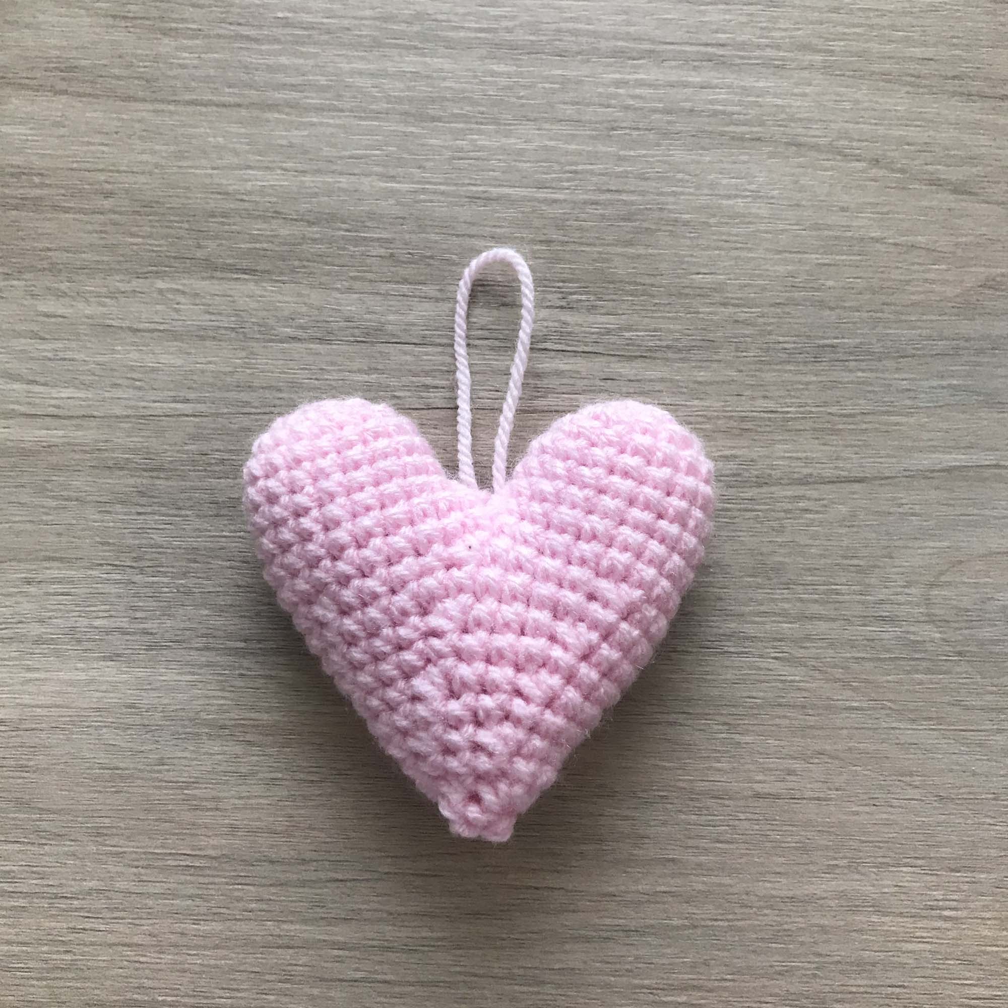 Crochet Baby Pink Heart Hanging Decoration
