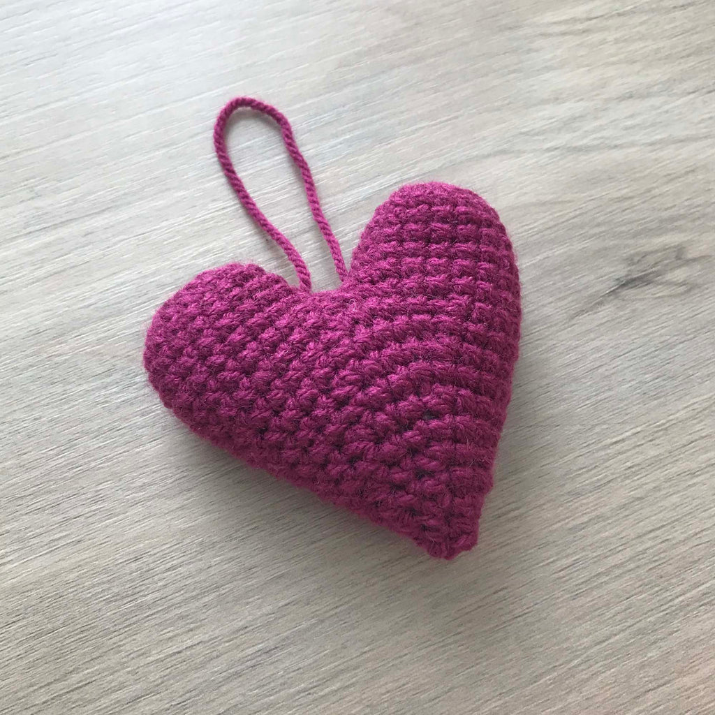 Crochet Deep Purple Heart Hanging Decoration