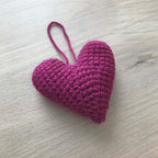 Crochet Deep Purple Heart Hanging Decoration