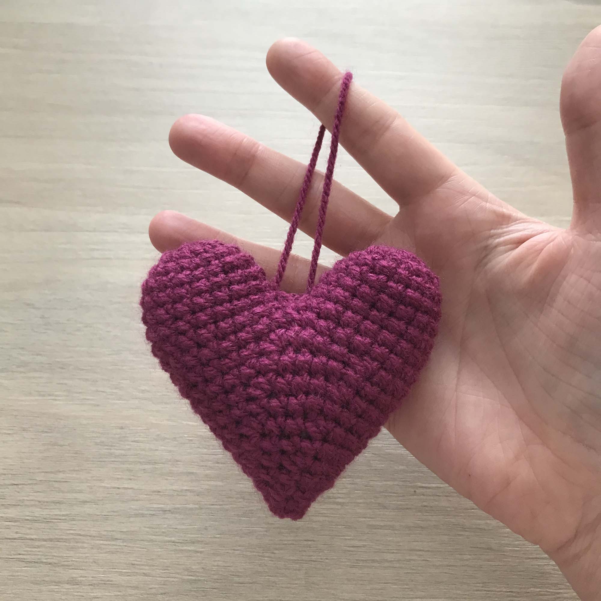 Crochet Purple Heart Hanging Decoration