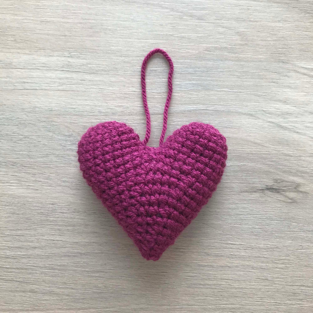 Crochet Deep Purple Heart Hanging Decoration