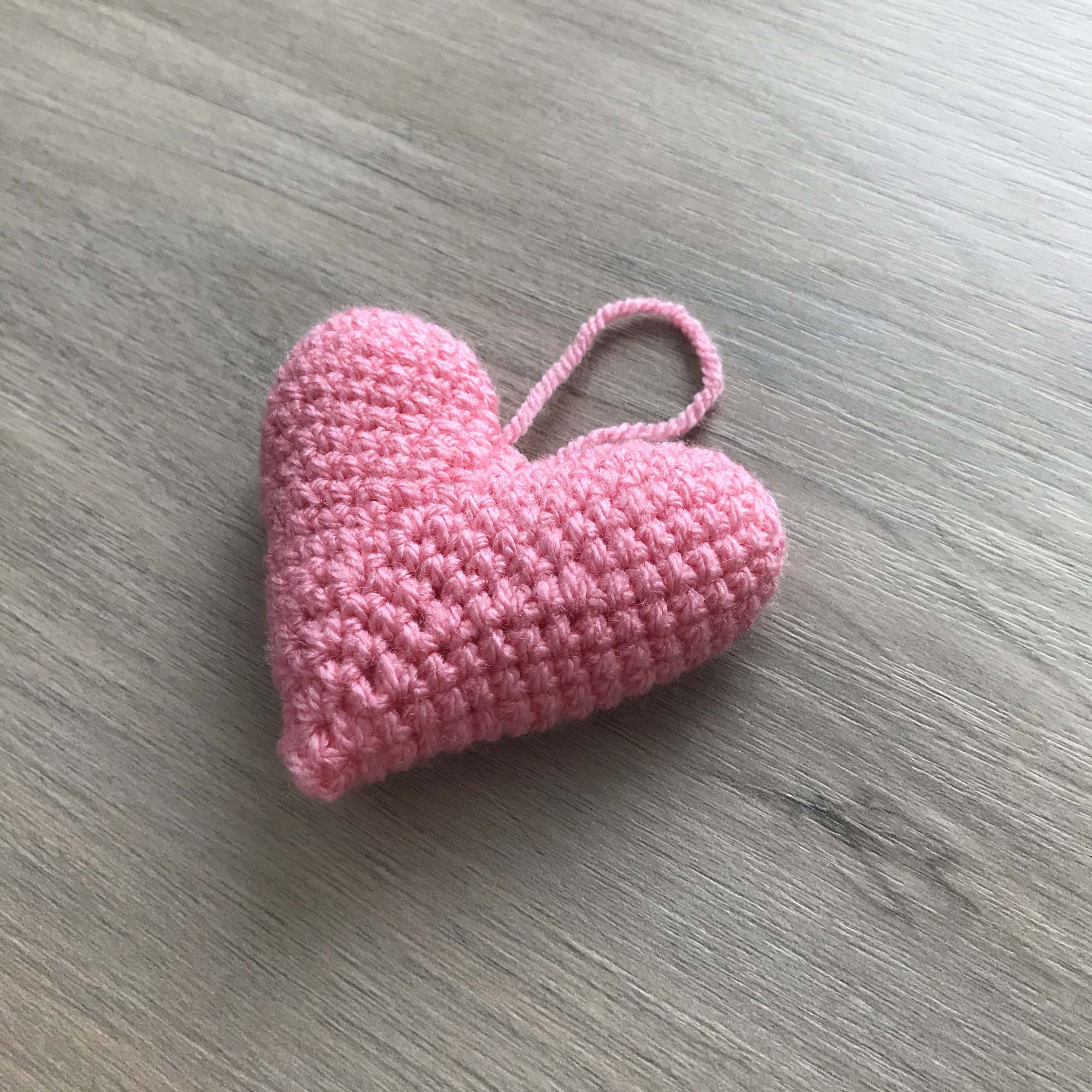 Crochet Light Pink Heart Hanging Decoration