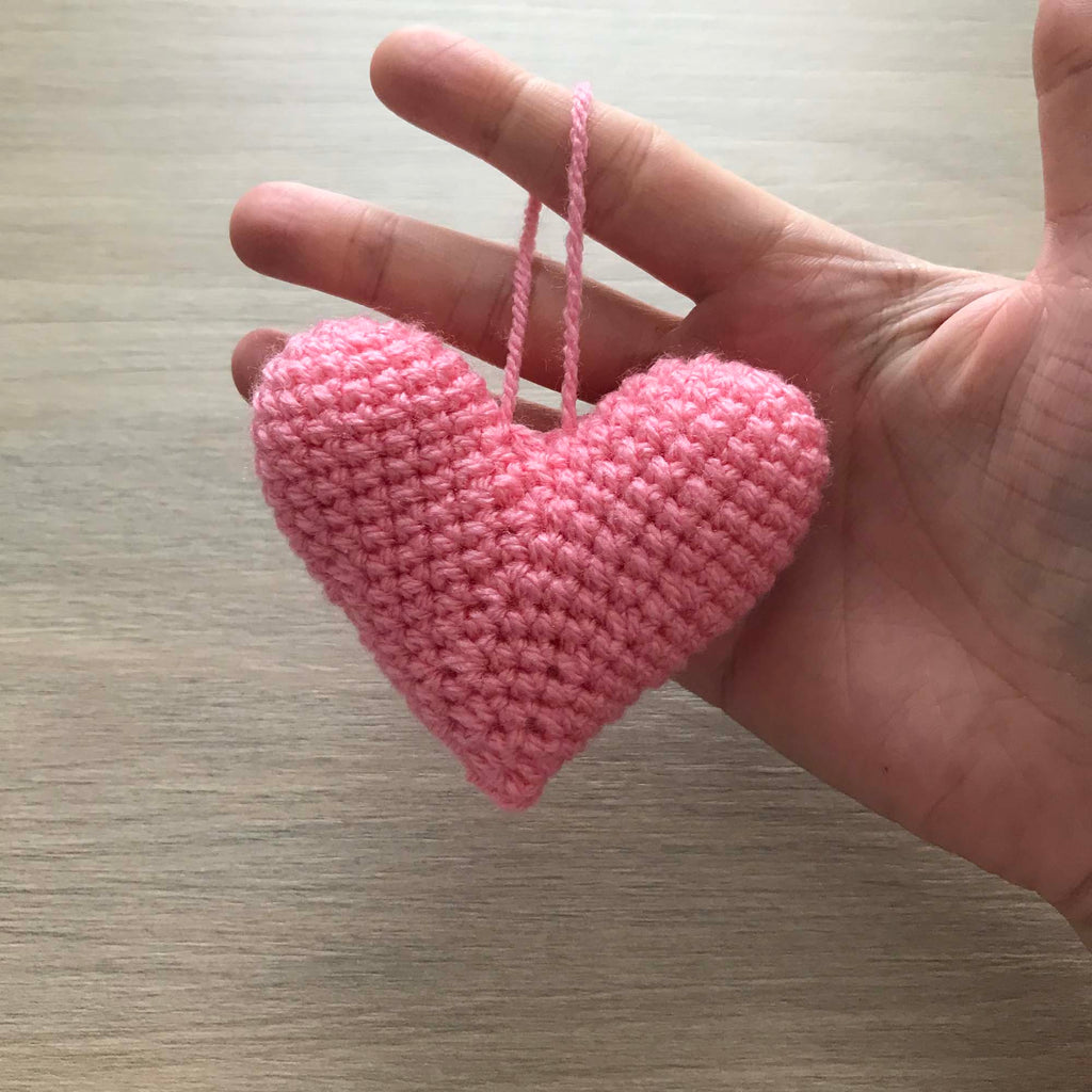 Crochet Light Pink Heart Hanging Decoration