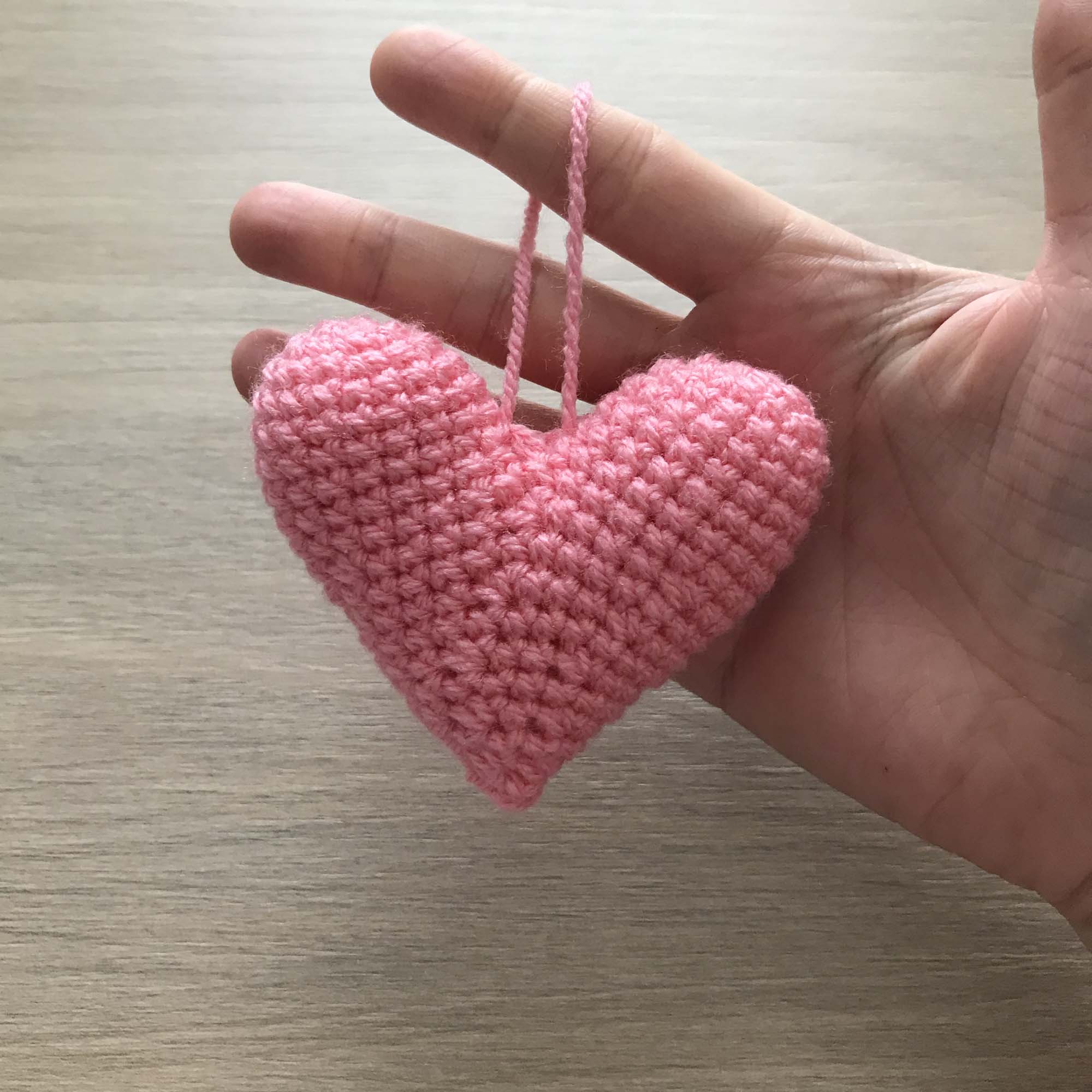 Crochet Light Pink Heart Hanging Decoration