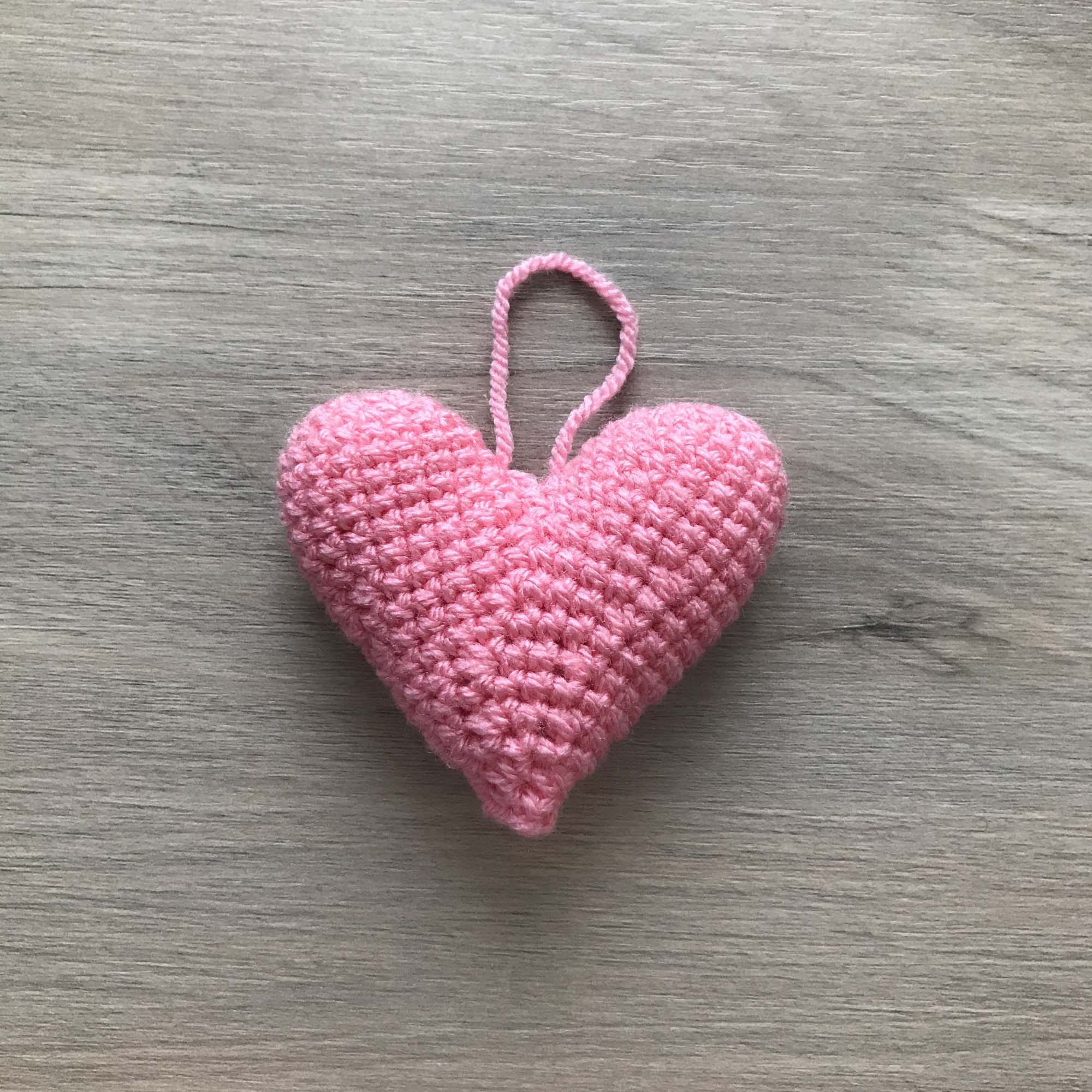Crochet Light Pink Heart Hanging Decoration
