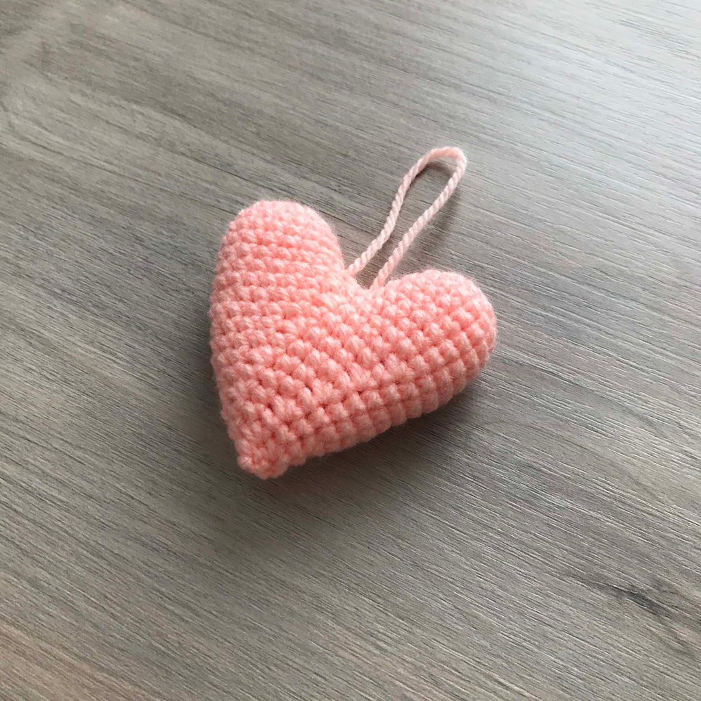 Crochet Peach Heart Hanging Decoration