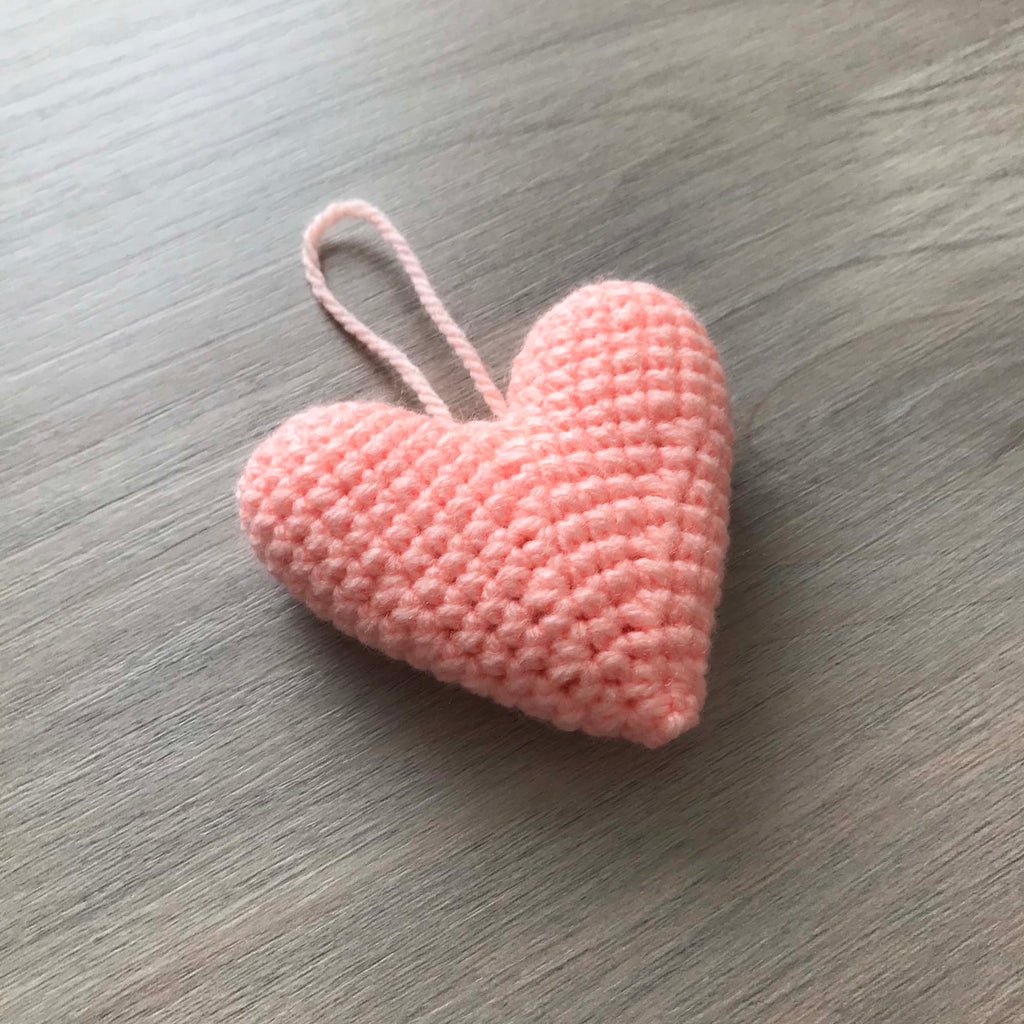 Crochet Peach Heart Hanging Decoration