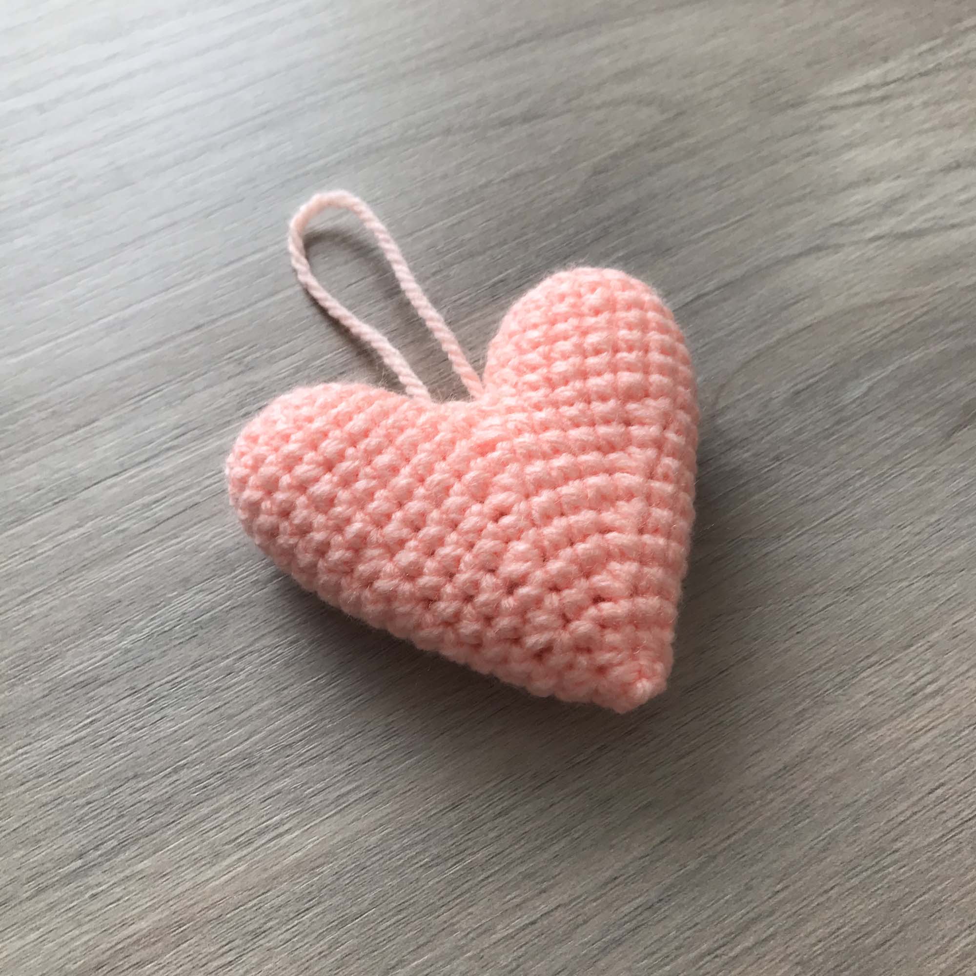 Crochet Peach Heart Hanging Decoration
