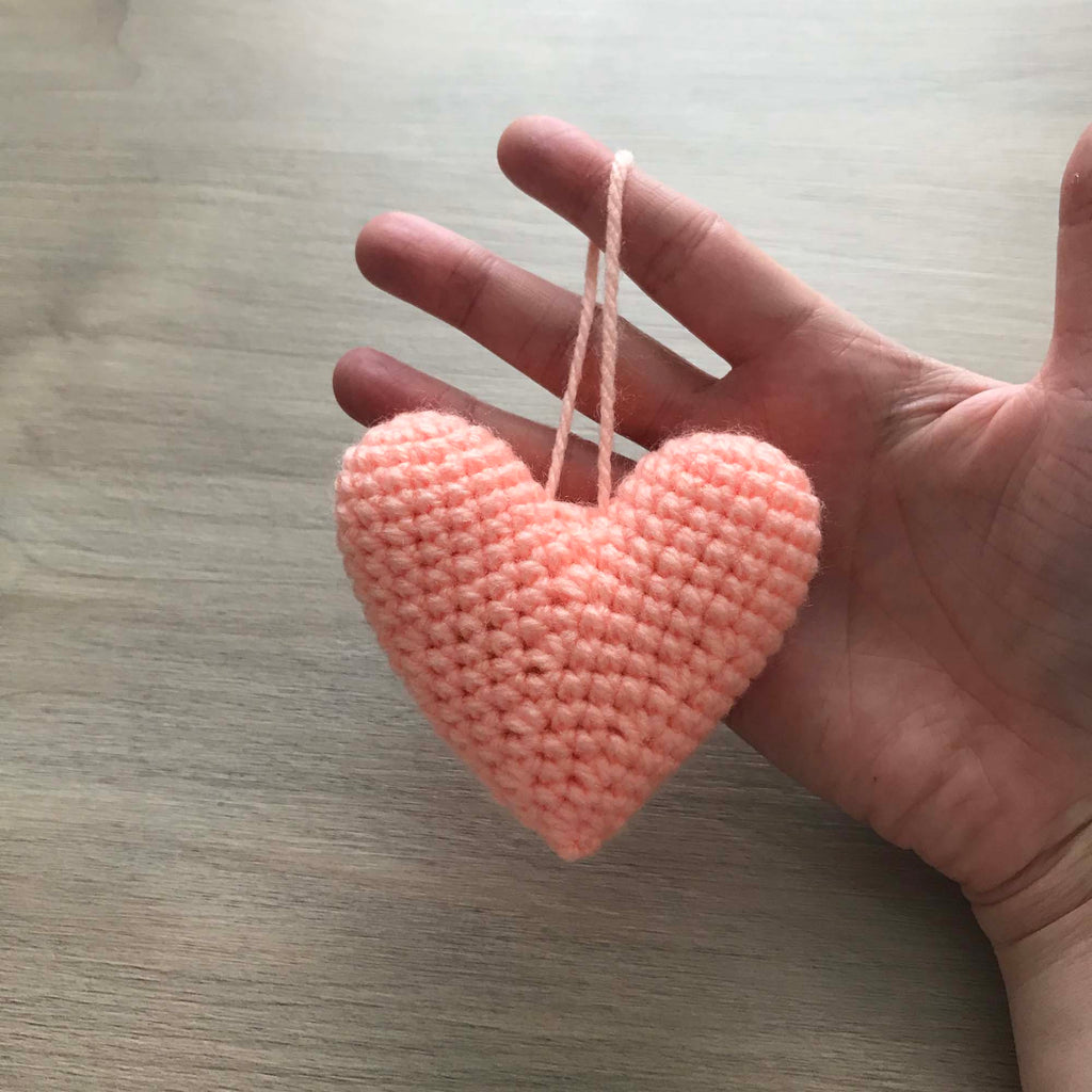 Crochet Peach Heart Hanging Decoration