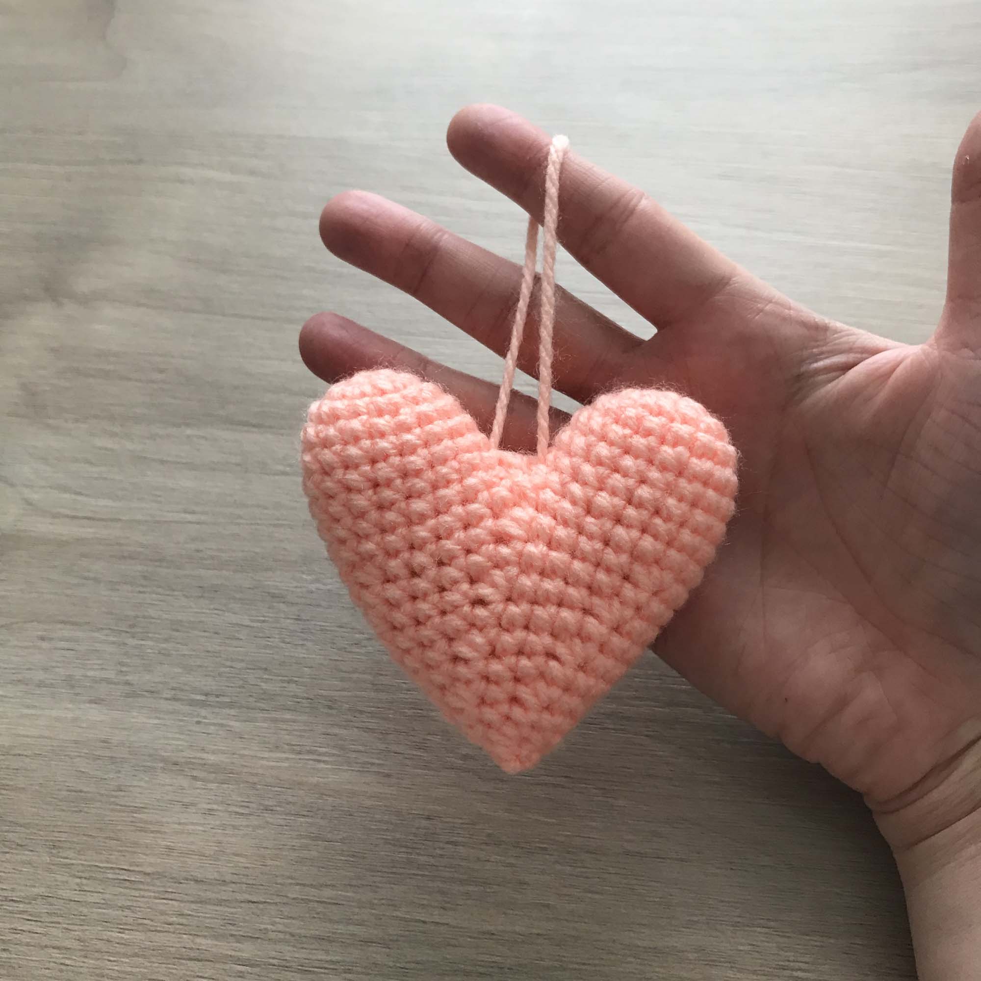 Crochet Peach Heart Hanging Decoration
