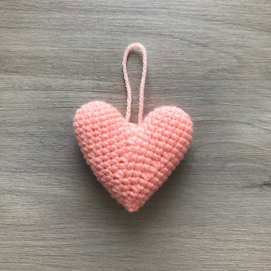 Crochet Peach Heart Hanging Decoration