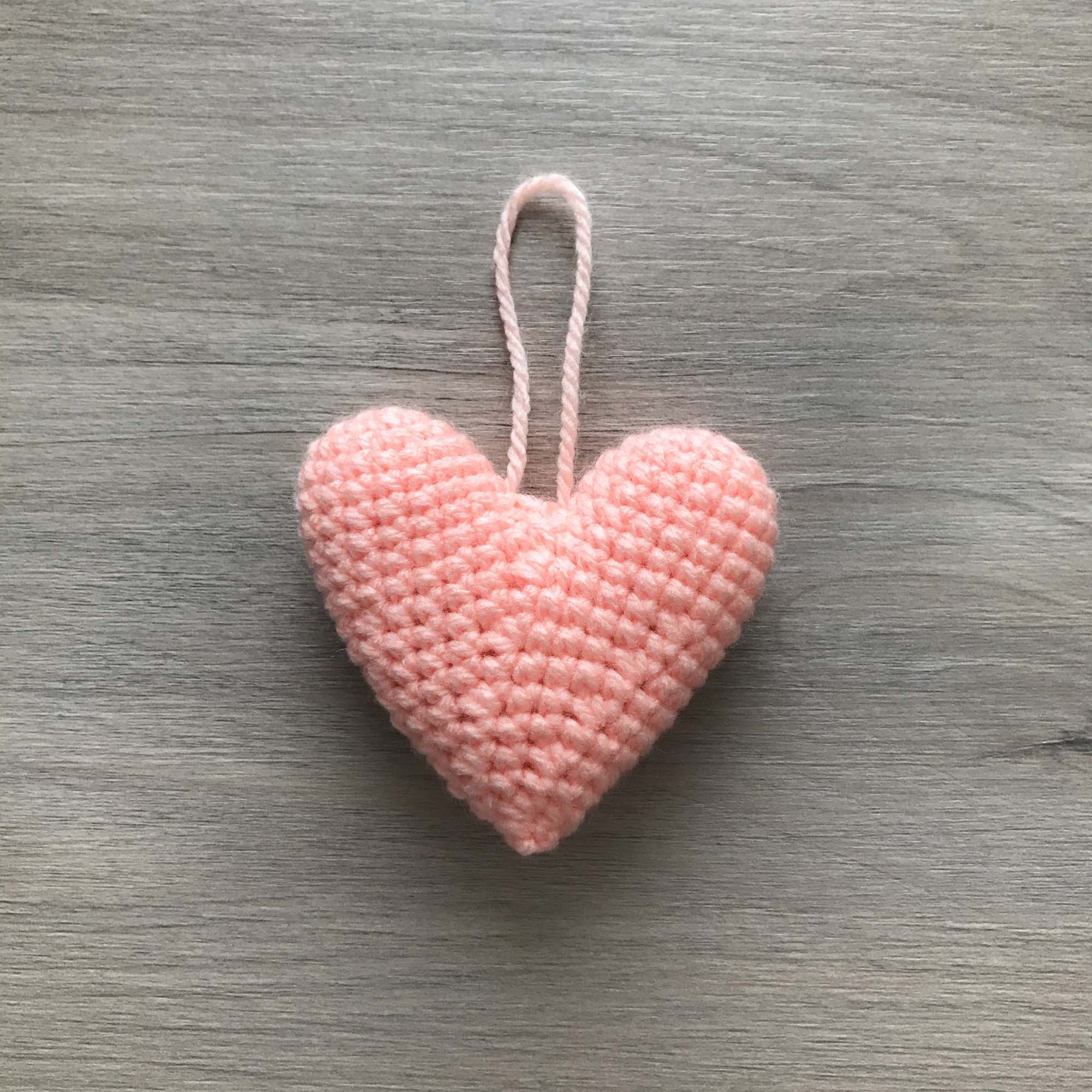 Crochet Peach Heart Hanging Decoration
