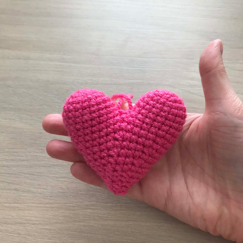 Crochet Pink Heart Hanging Decoration