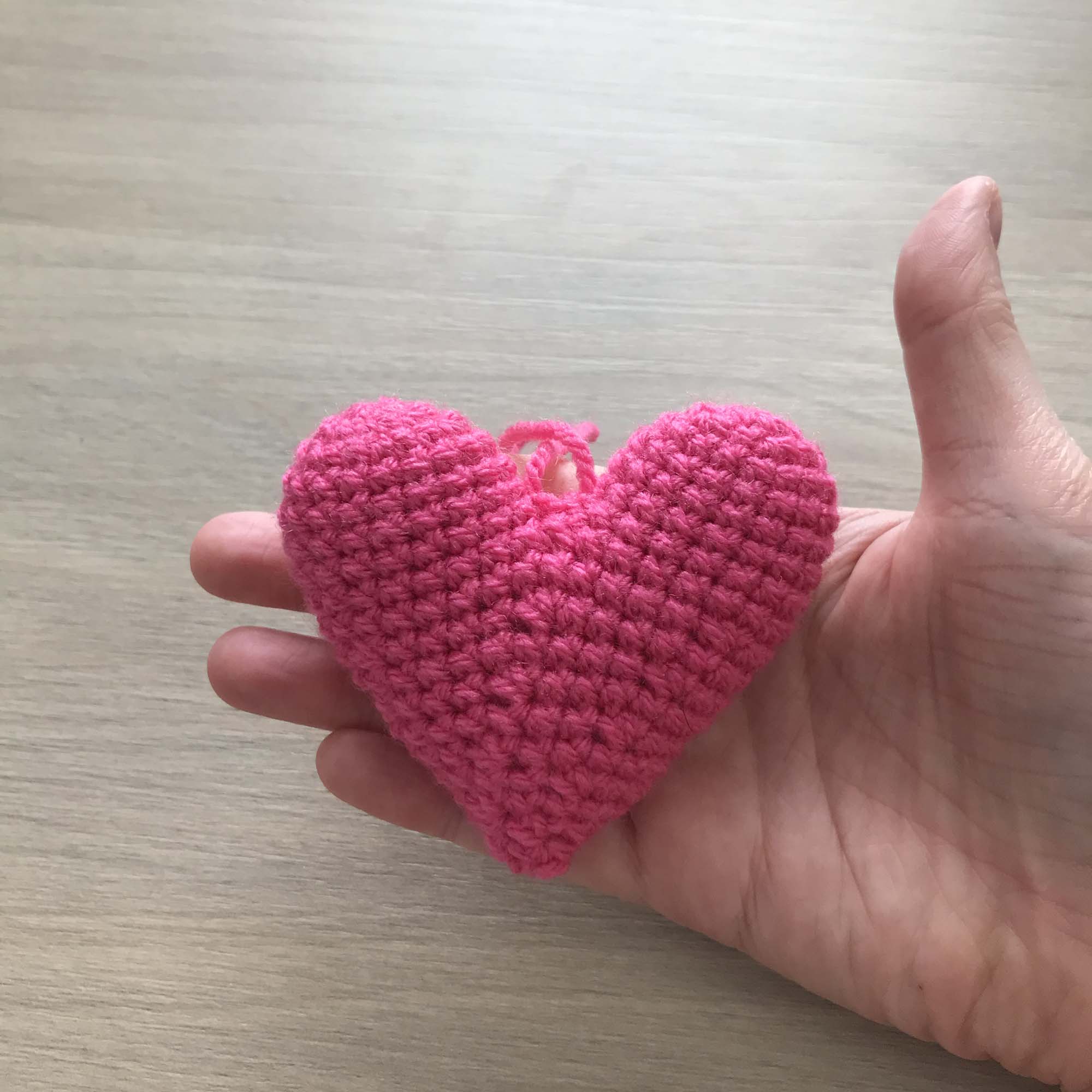Crochet Pink Heart Hanging Decoration