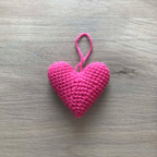 Crochet Pink Heart Hanging Decoration