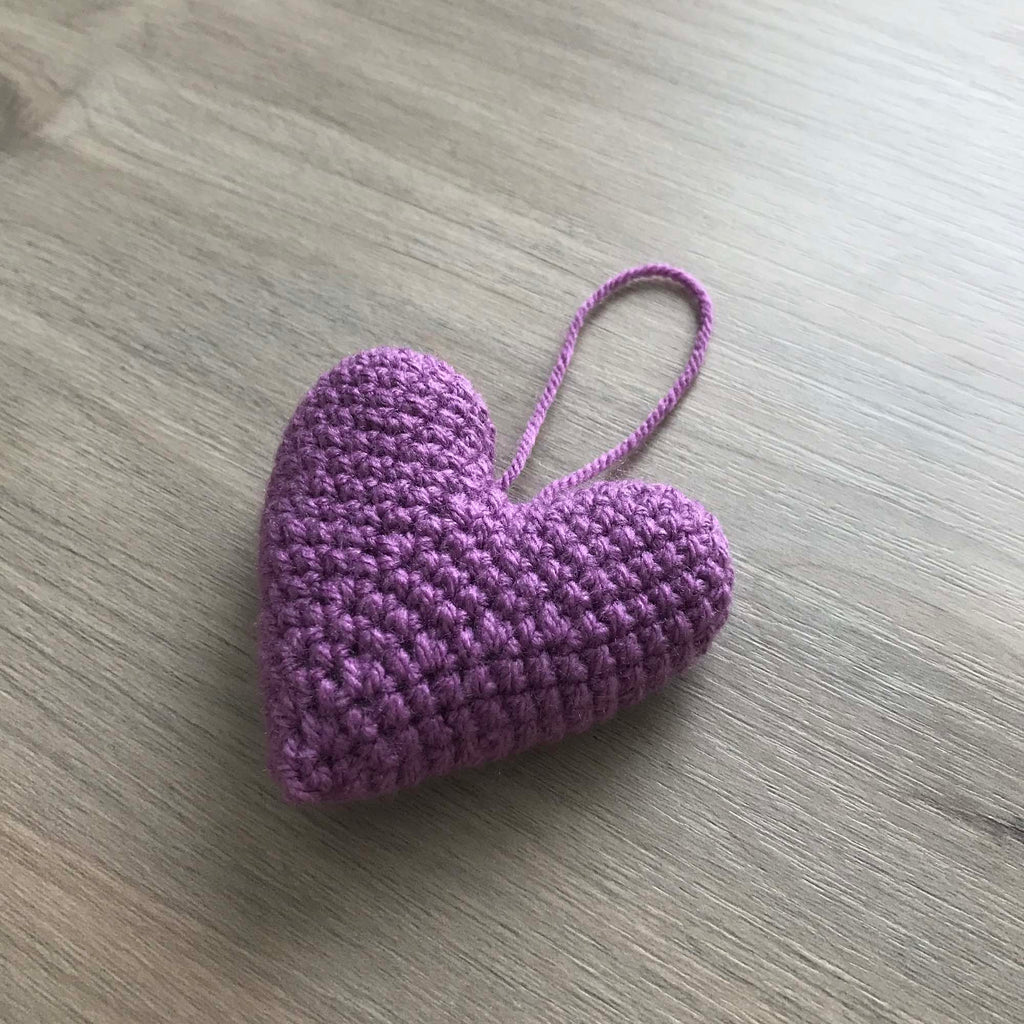 Crochet Violet Heart Hanging Decoration