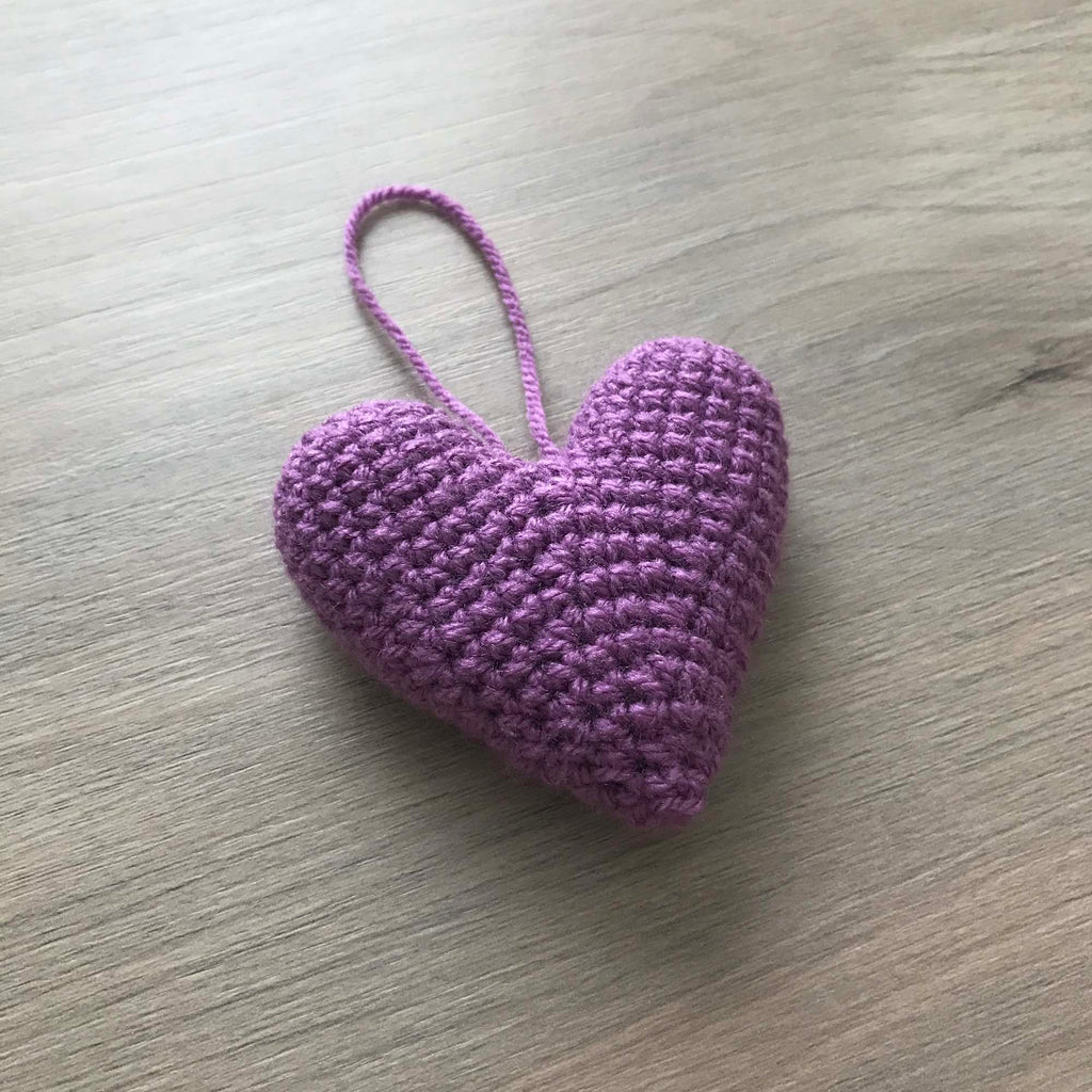 Crochet Dark Purple Heart Hanging Decoration