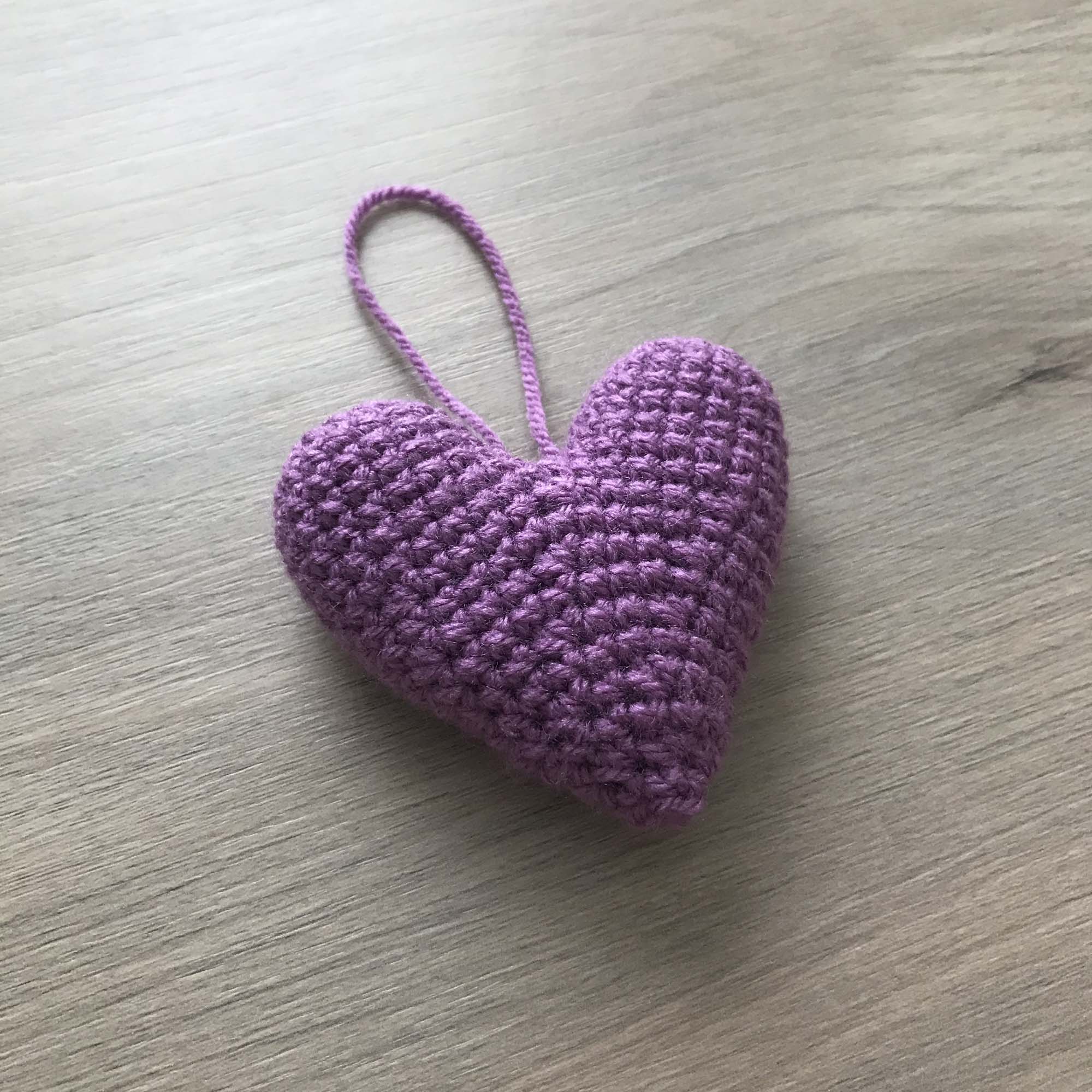 Crochet Dark Purple Heart Hanging Decoration