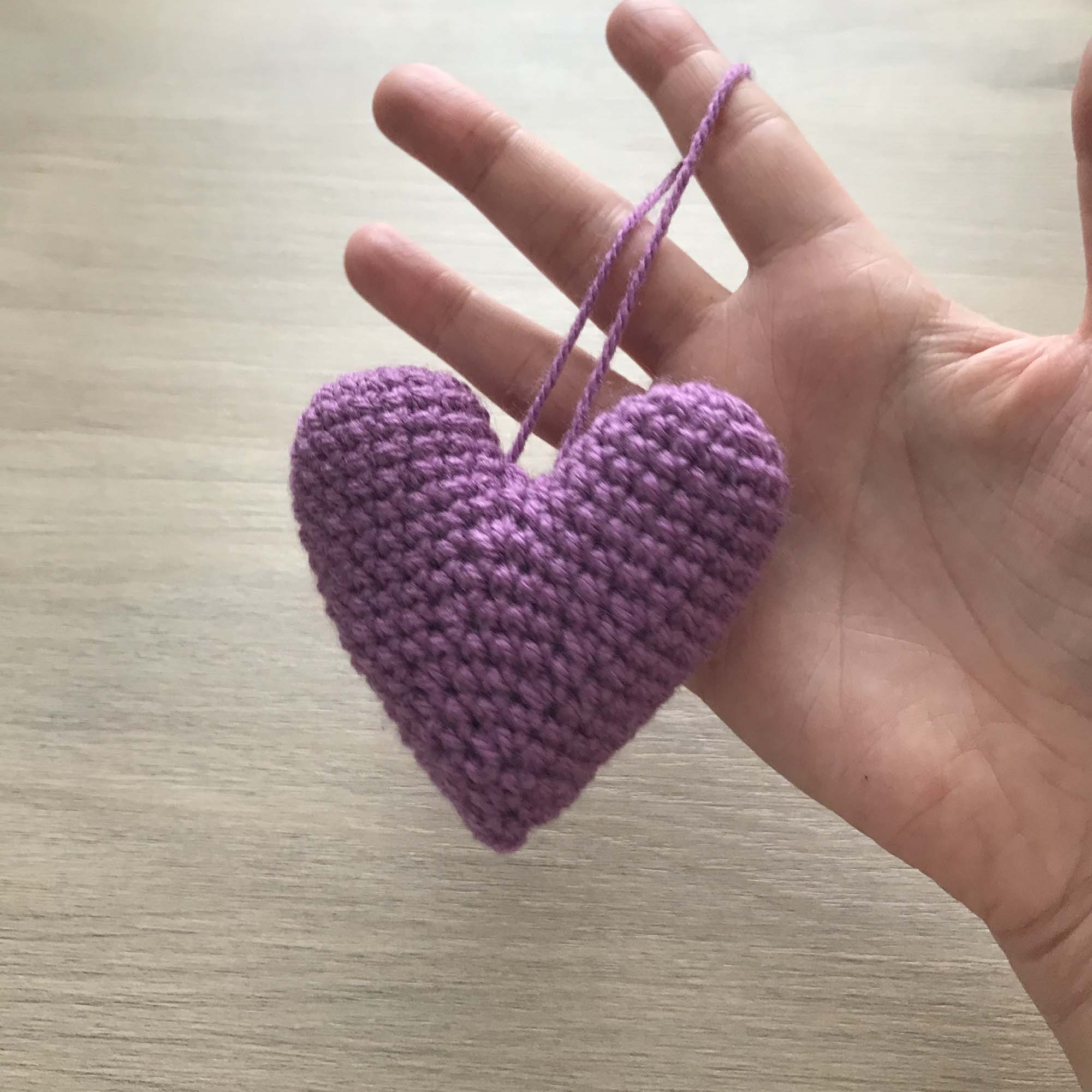 Crochet Violet Heart Hanging Decoration