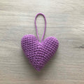 Crochet Violet Heart Hanging Decoration
