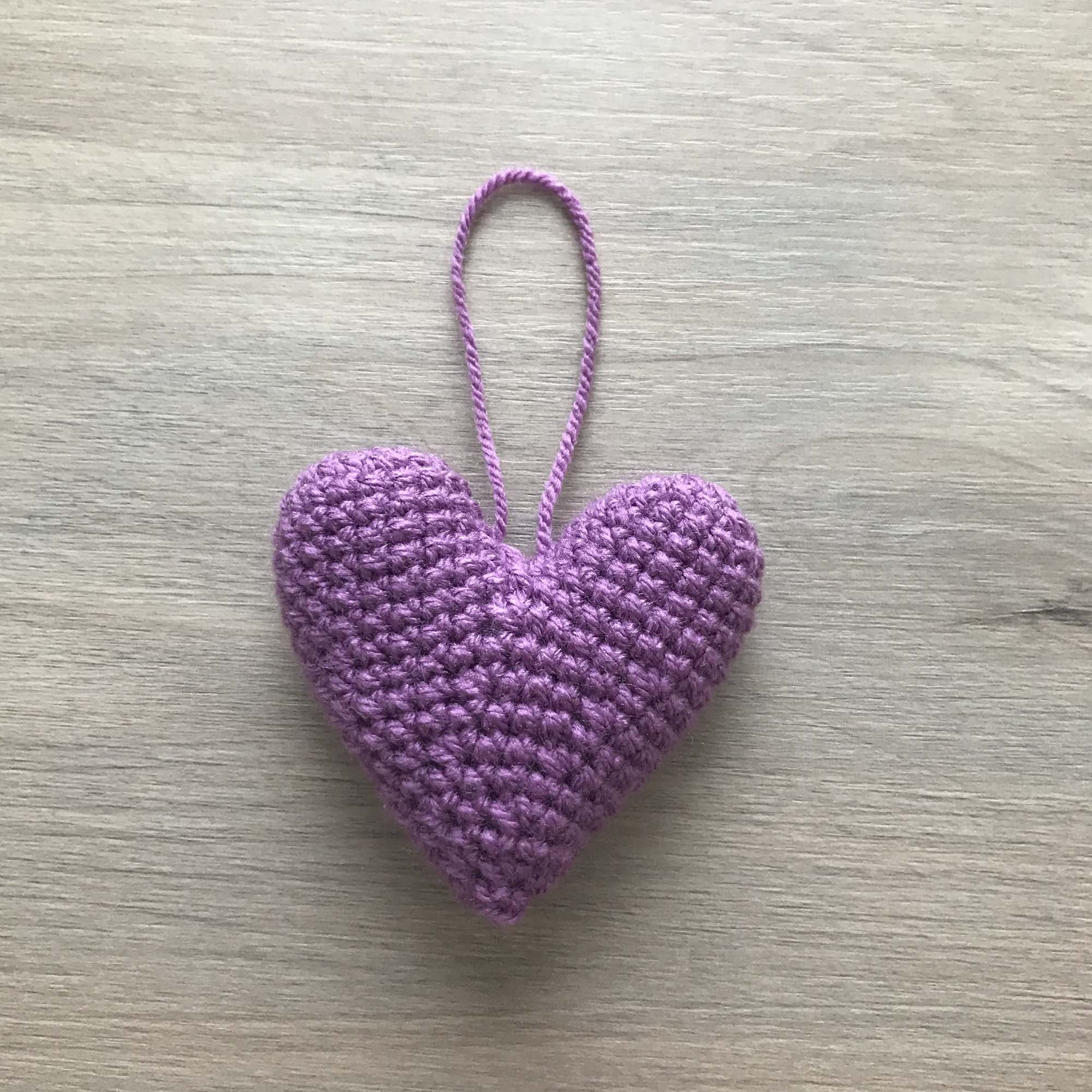 Crochet Violet Heart Hanging Decoration