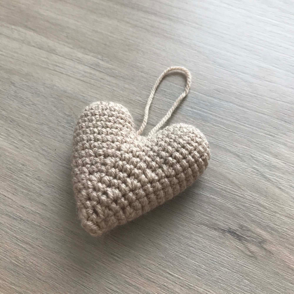 Crochet Beige Heart Hanging Decoration