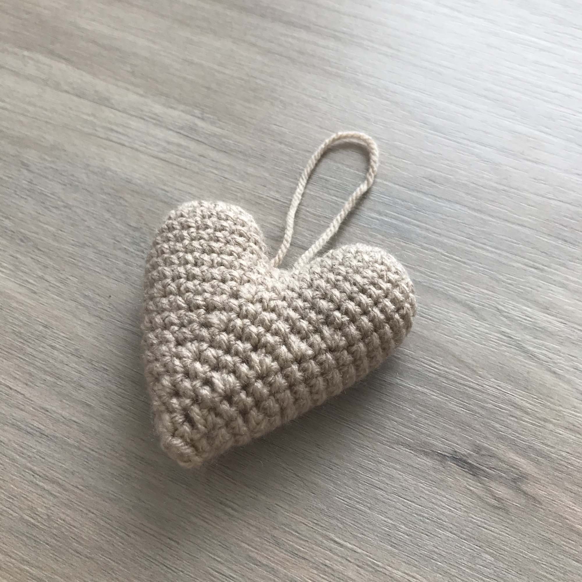 Crochet Beige Heart Hanging Decoration