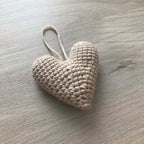 Crochet Beige Heart Hanging Decoration