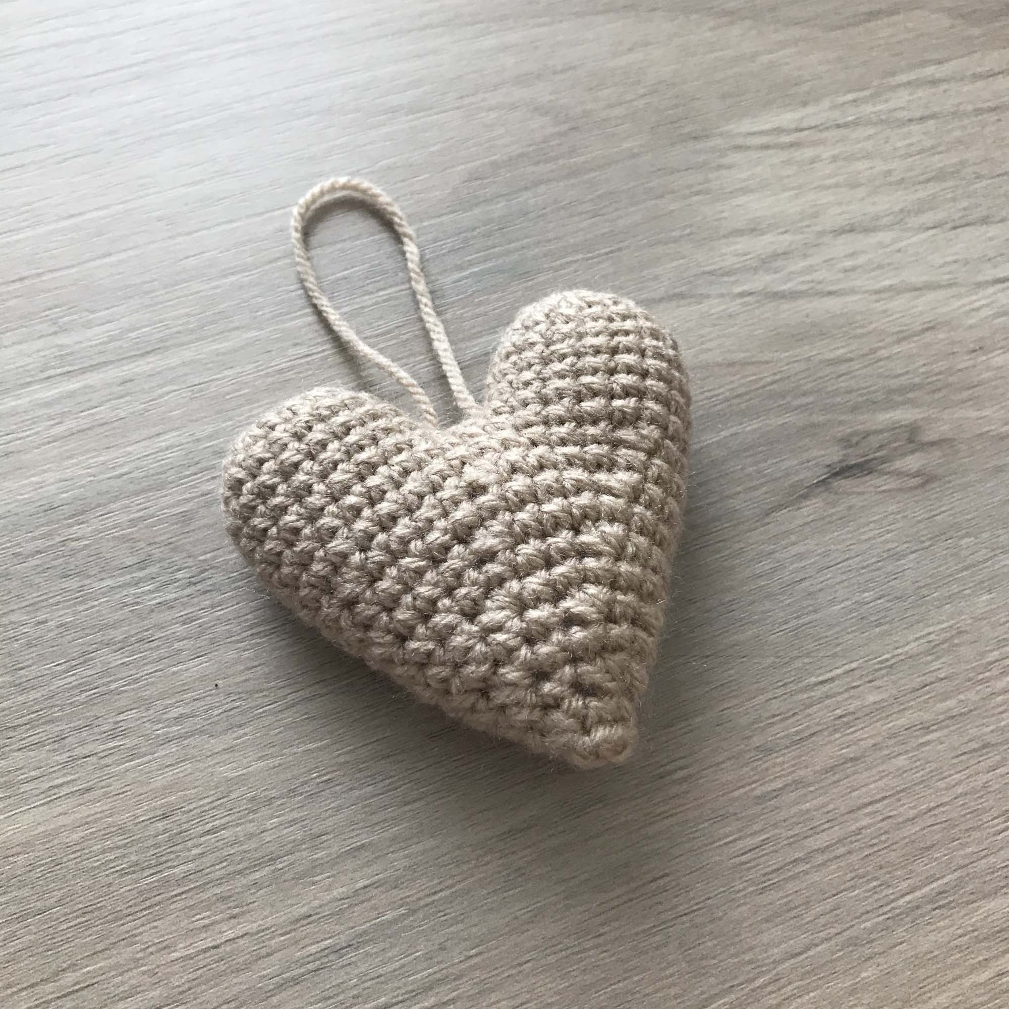 Crochet Beige Heart Hanging Decoration