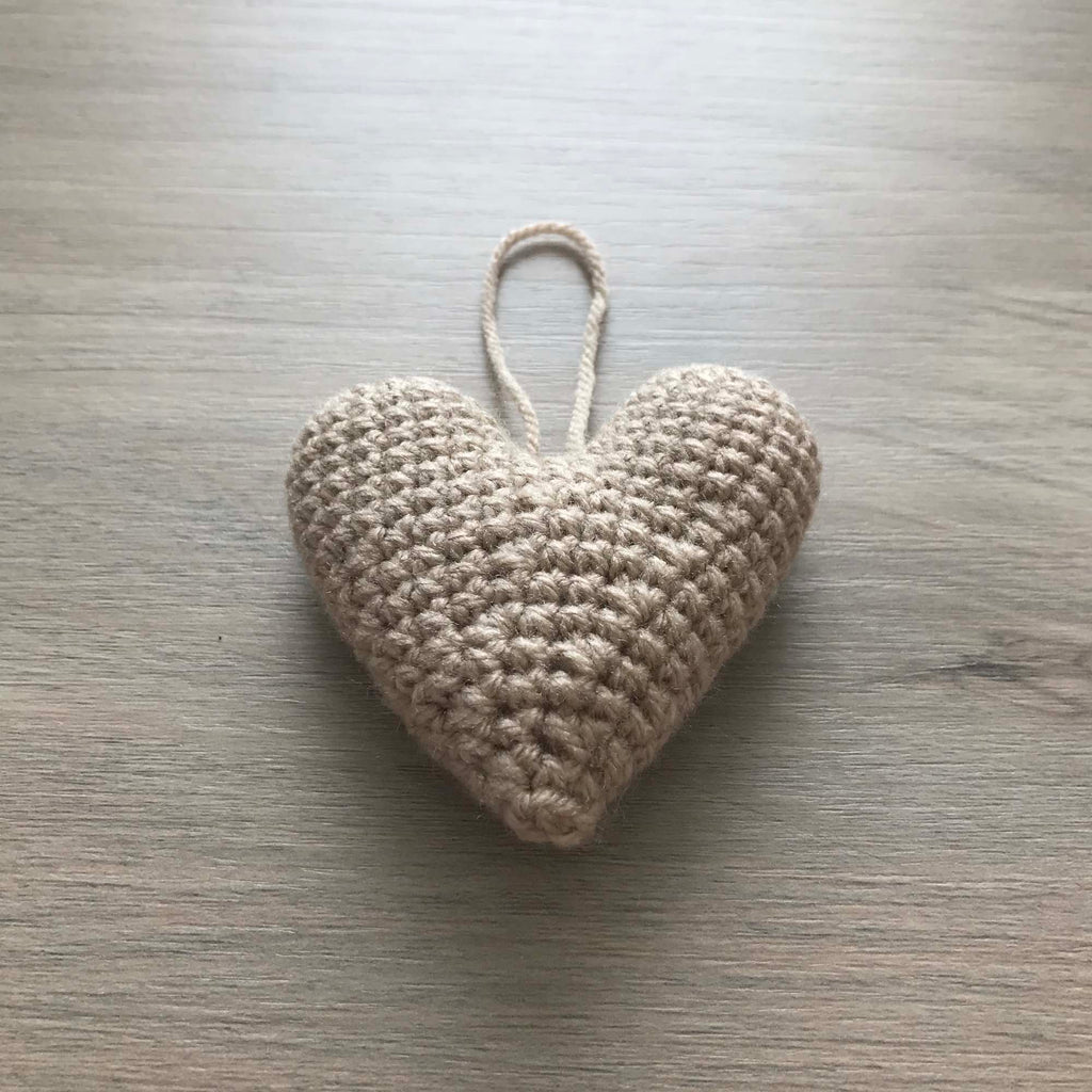 Crochet Beige Heart Hanging Decoration