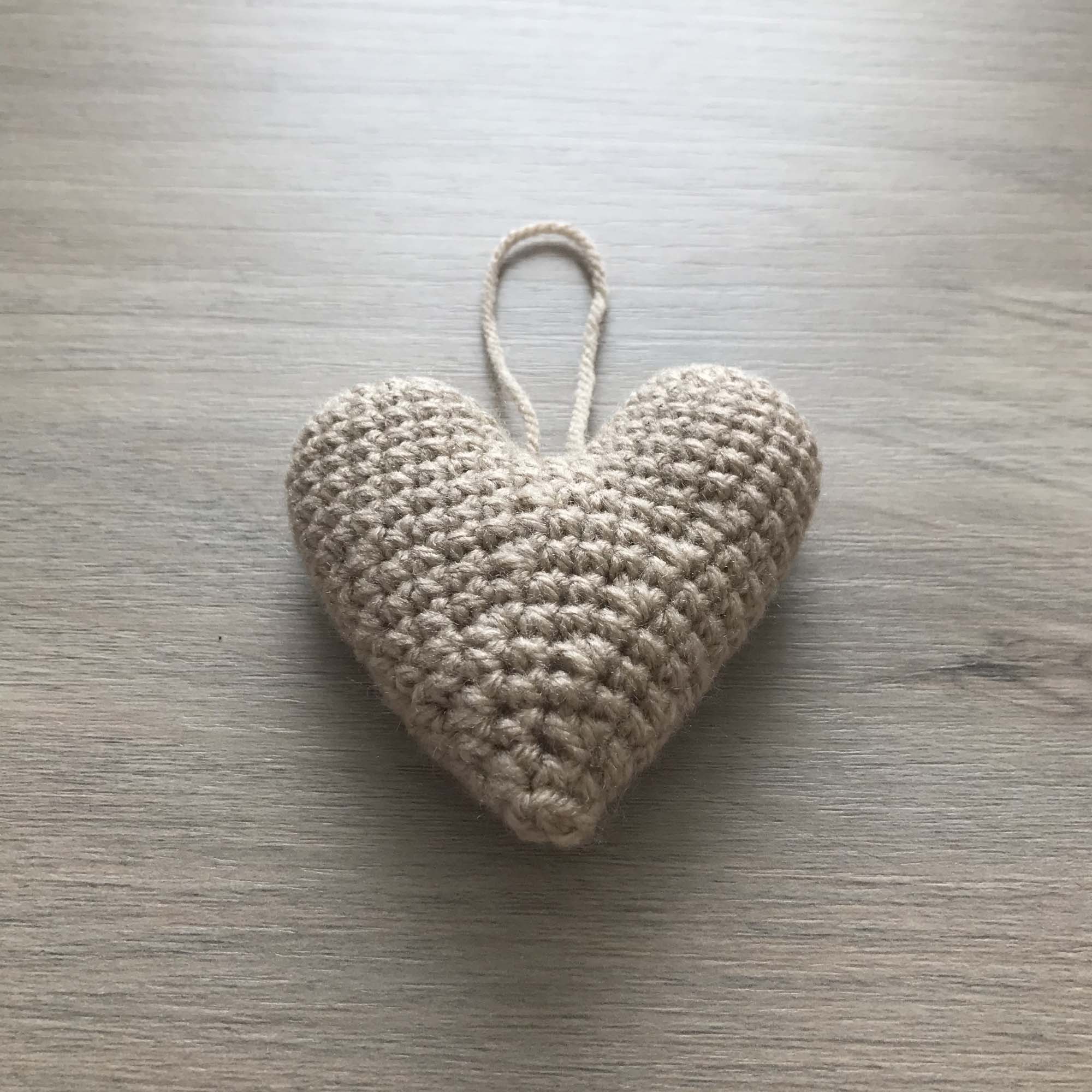 Crochet Beige Heart Hanging Decoration