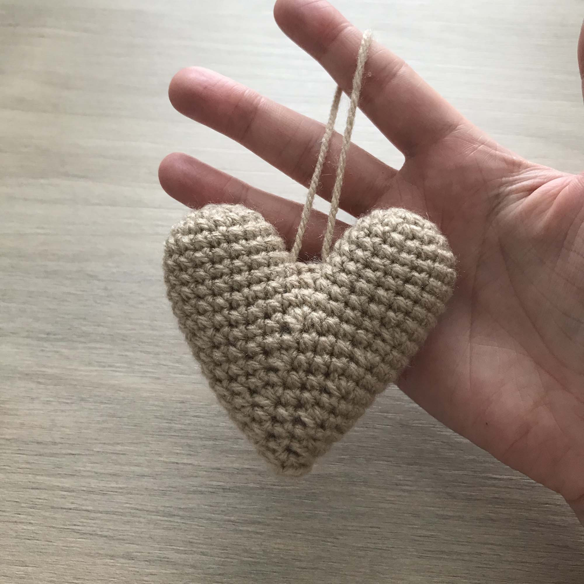 Crochet Beige Heart Hanging Decoration
