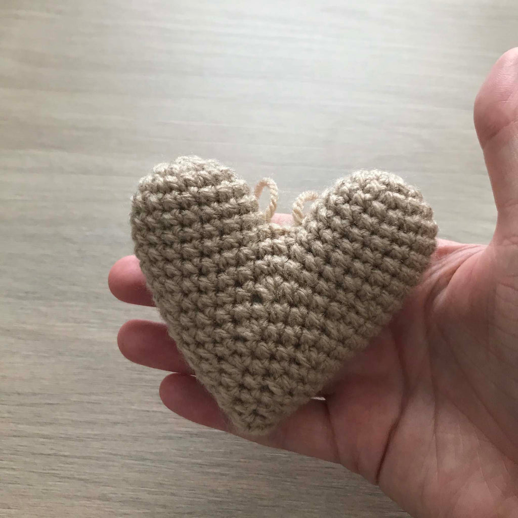 Crochet Beige Heart Hanging Decoration