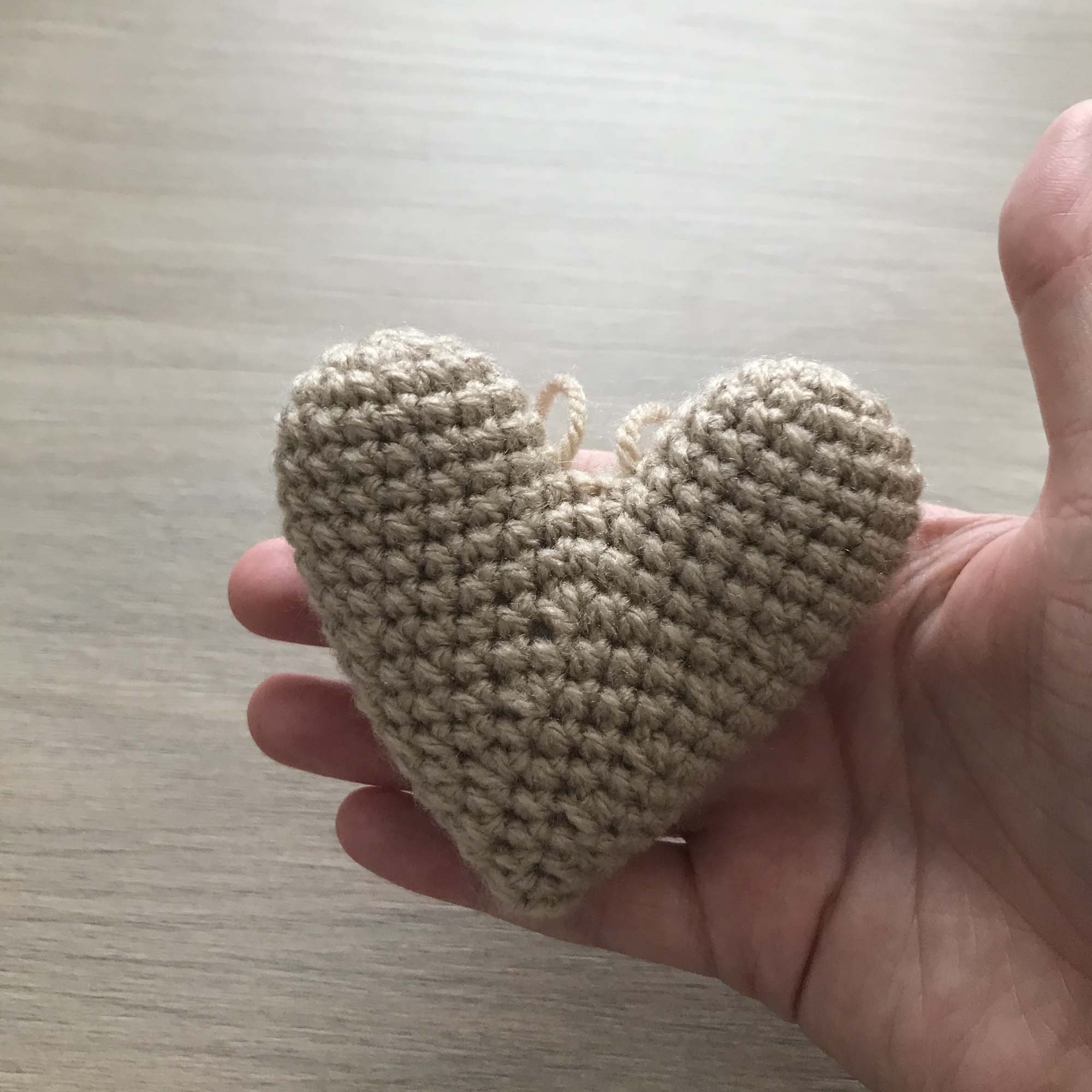Crochet Beige Heart Hanging Decoration