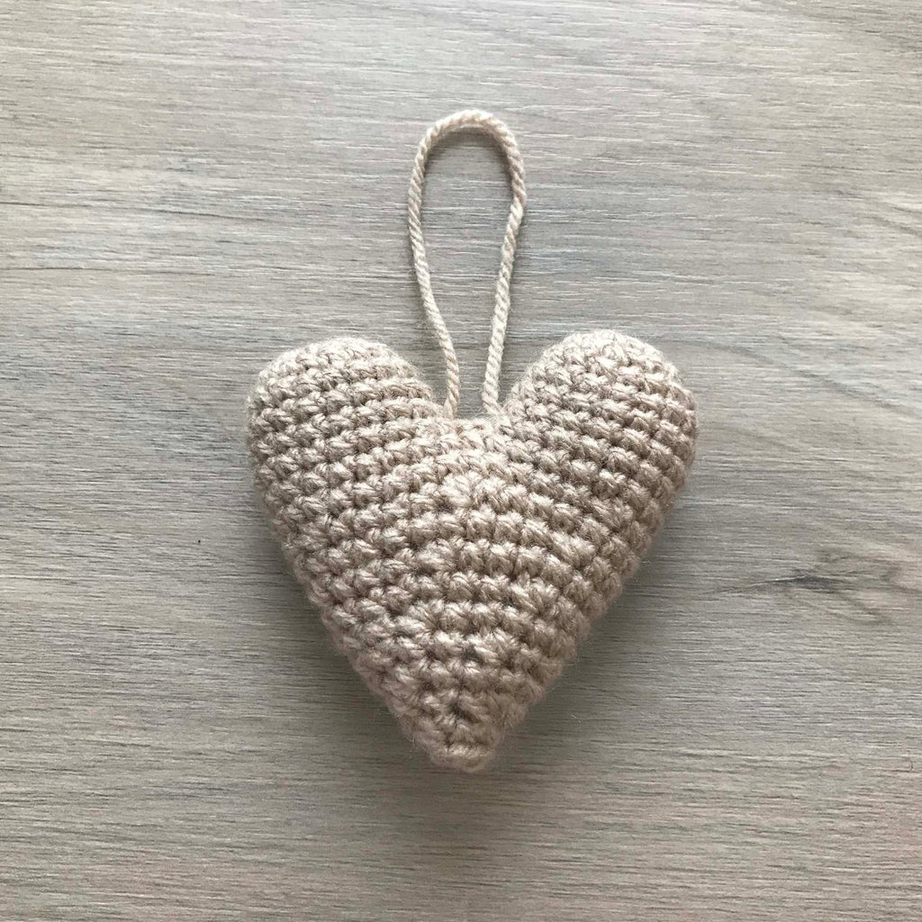 Crochet Beige Heart Hanging Decoration