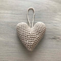 Crochet Beige Heart Hanging Decoration