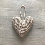 Crochet Beige Heart Hanging Decoration
